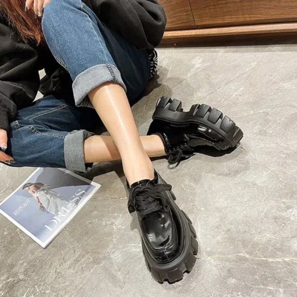 casual lace-up platform platform shoes - Picture 2 of 5